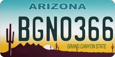 AZ license plate BGN0366