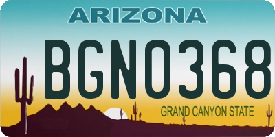 AZ license plate BGN0368