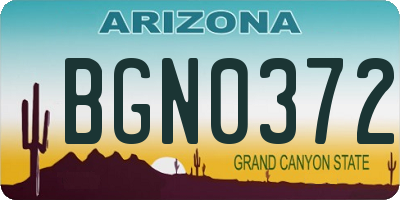 AZ license plate BGN0372