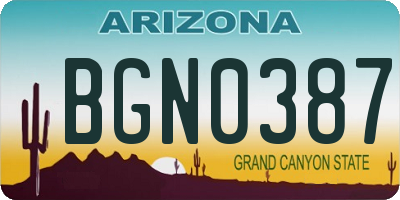 AZ license plate BGN0387