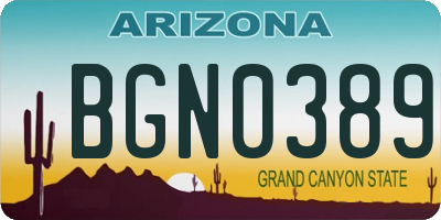 AZ license plate BGN0389