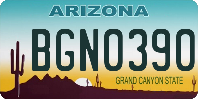 AZ license plate BGN0390