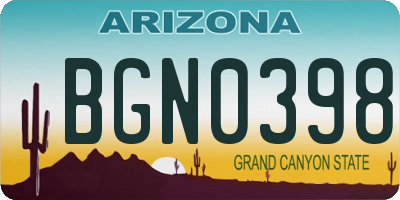 AZ license plate BGN0398