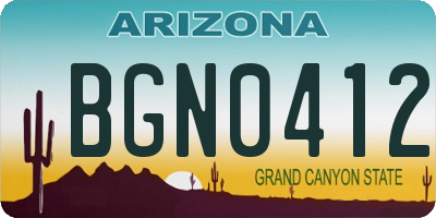 AZ license plate BGN0412