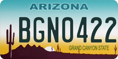 AZ license plate BGN0422