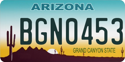 AZ license plate BGN0453