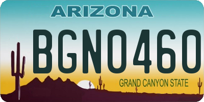 AZ license plate BGN0460