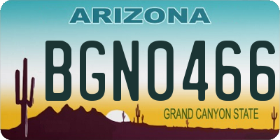 AZ license plate BGN0466