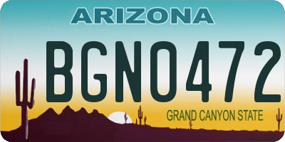 AZ license plate BGN0472
