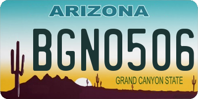 AZ license plate BGN0506