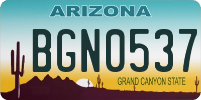 AZ license plate BGN0537