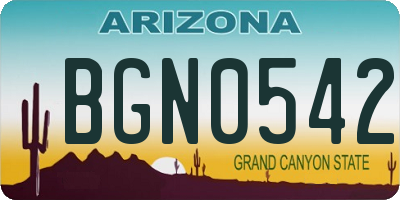 AZ license plate BGN0542