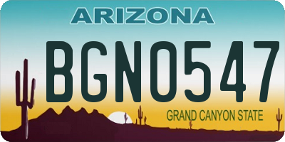 AZ license plate BGN0547