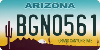 AZ license plate BGN0561