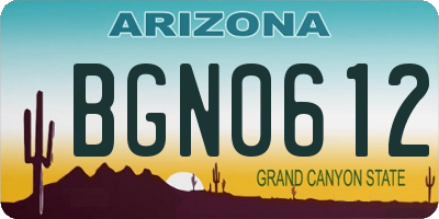 AZ license plate BGN0612