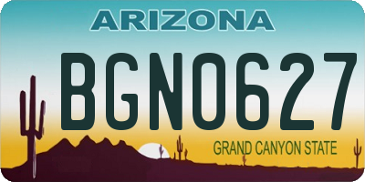 AZ license plate BGN0627