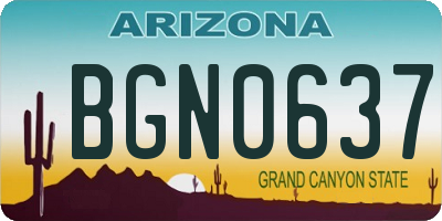 AZ license plate BGN0637
