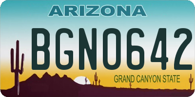 AZ license plate BGN0642