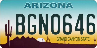 AZ license plate BGN0646