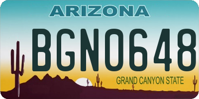 AZ license plate BGN0648