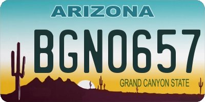 AZ license plate BGN0657