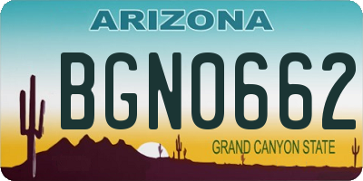 AZ license plate BGN0662