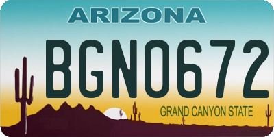 AZ license plate BGN0672