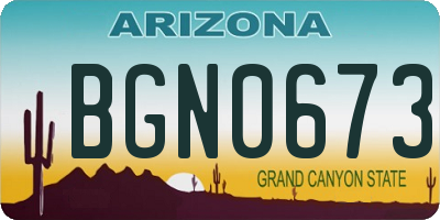 AZ license plate BGN0673