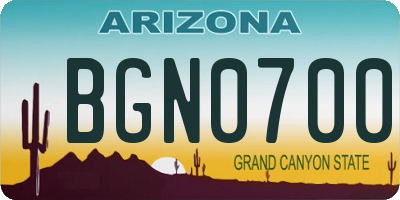 AZ license plate BGN0700