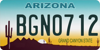 AZ license plate BGN0712
