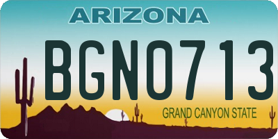 AZ license plate BGN0713