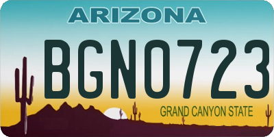 AZ license plate BGN0723