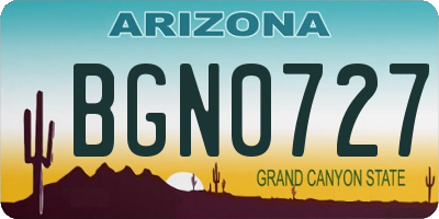 AZ license plate BGN0727