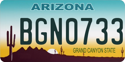 AZ license plate BGN0733