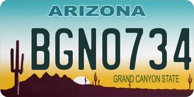 AZ license plate BGN0734
