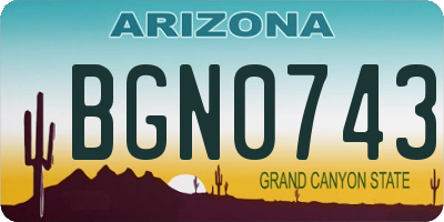 AZ license plate BGN0743
