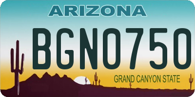 AZ license plate BGN0750