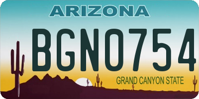AZ license plate BGN0754