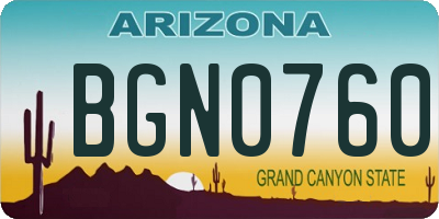 AZ license plate BGN0760