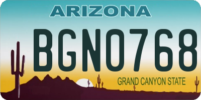 AZ license plate BGN0768