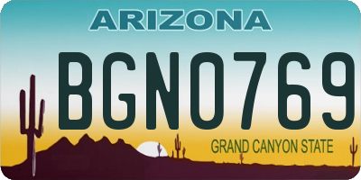AZ license plate BGN0769