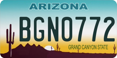 AZ license plate BGN0772
