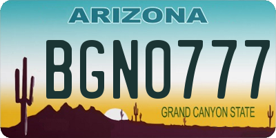 AZ license plate BGN0777