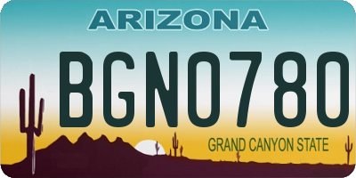 AZ license plate BGN0780