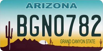 AZ license plate BGN0782