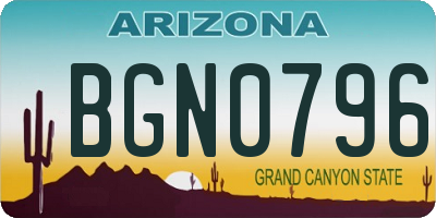 AZ license plate BGN0796
