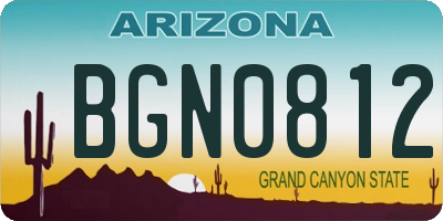 AZ license plate BGN0812
