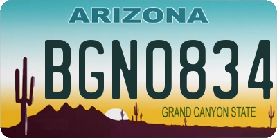 AZ license plate BGN0834