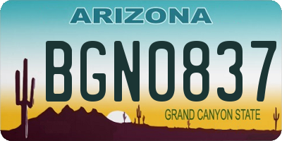 AZ license plate BGN0837