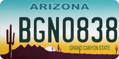 AZ license plate BGN0838